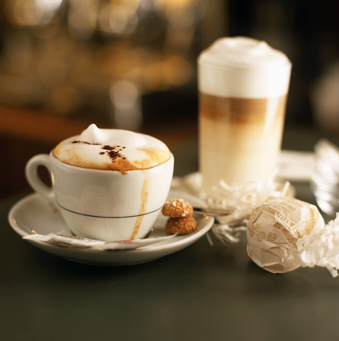 Cappuccino and latte macchiato
