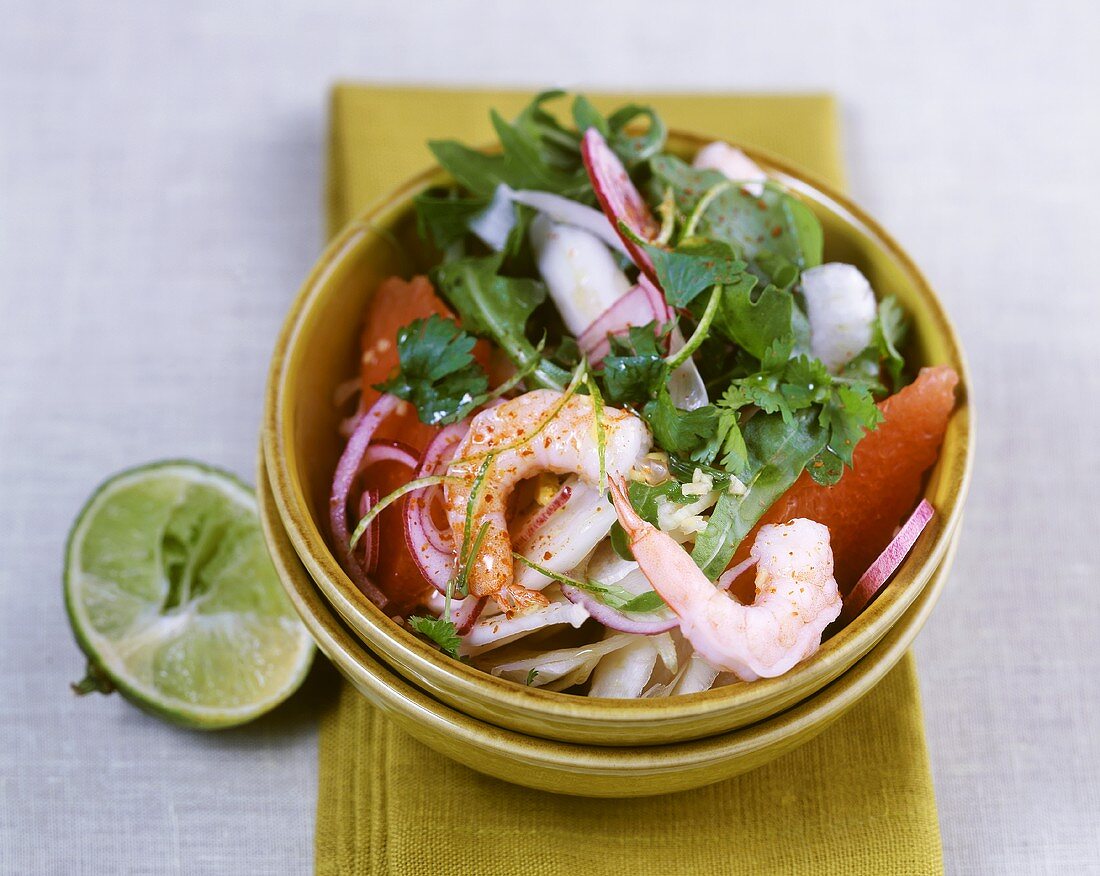 Rucola-Fenchel-Salat mit Garnelen