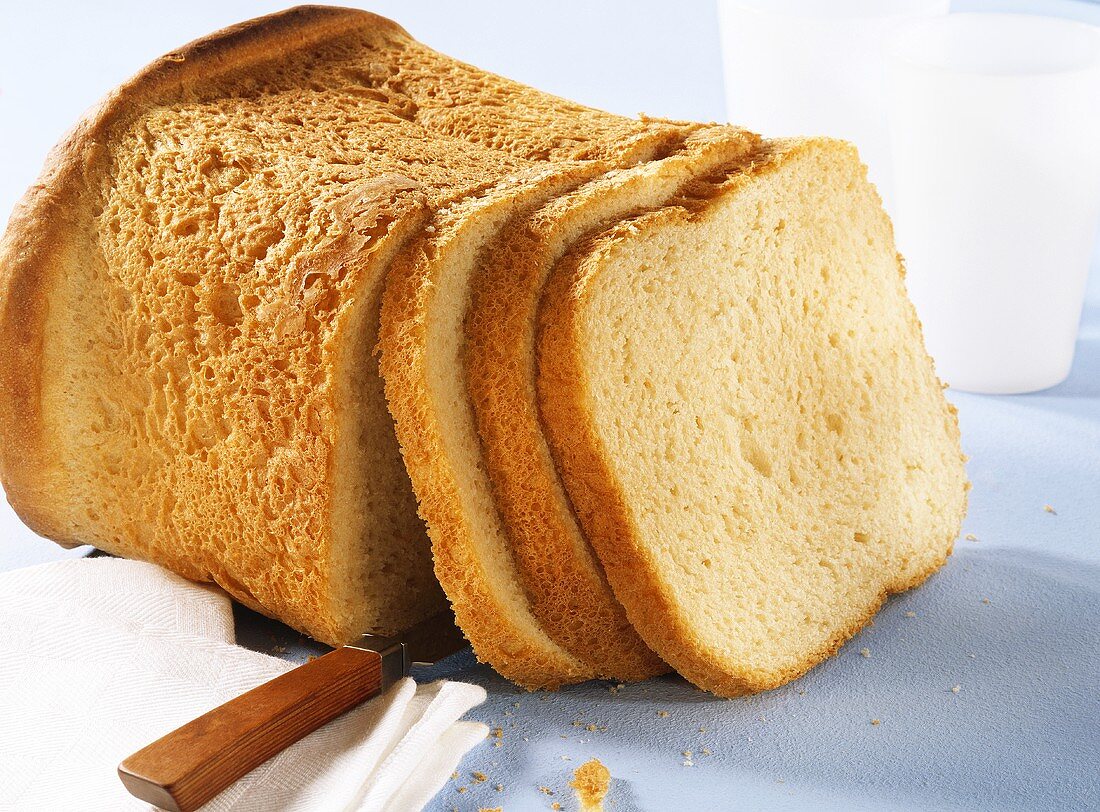 Potato bread, slices cut