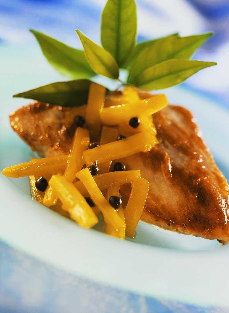 Chicken escalope with mango chutney