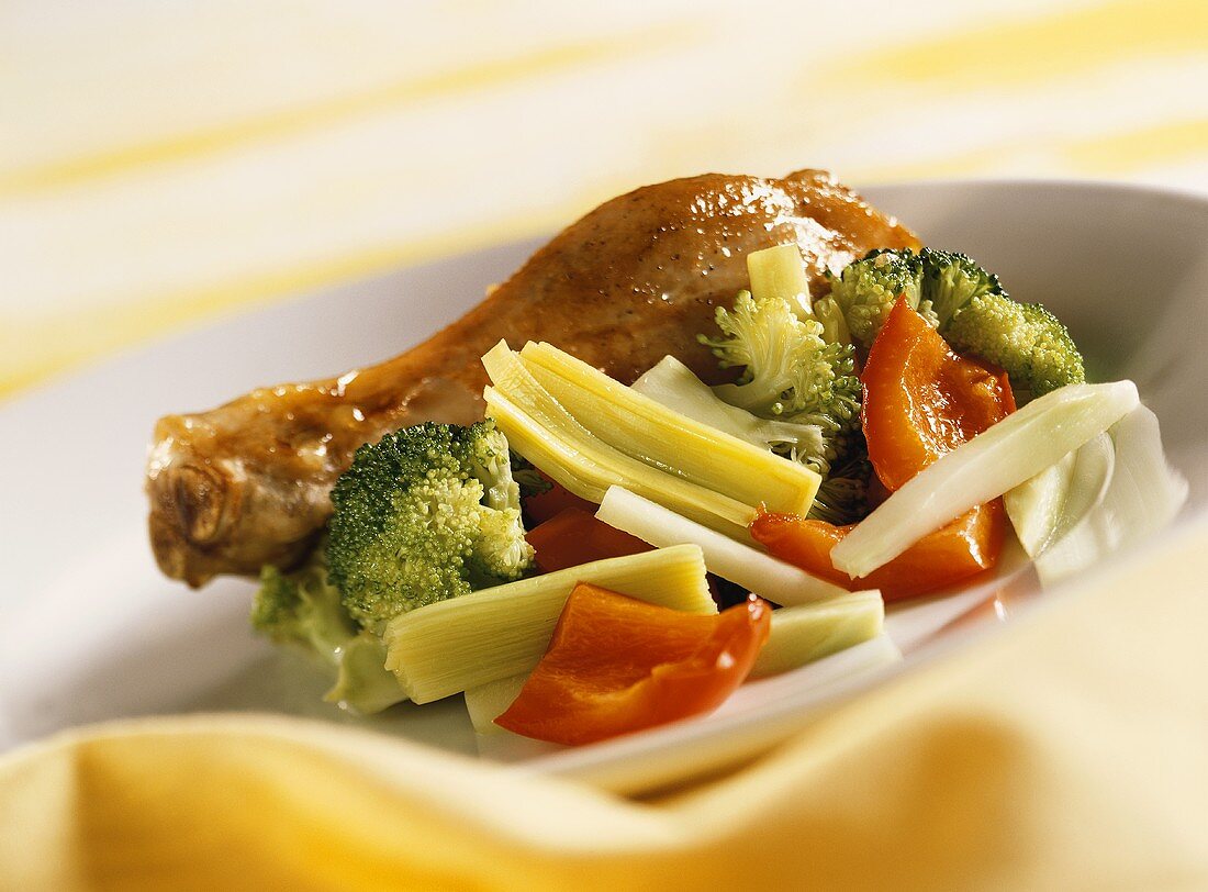 Chicken leg with vegetables