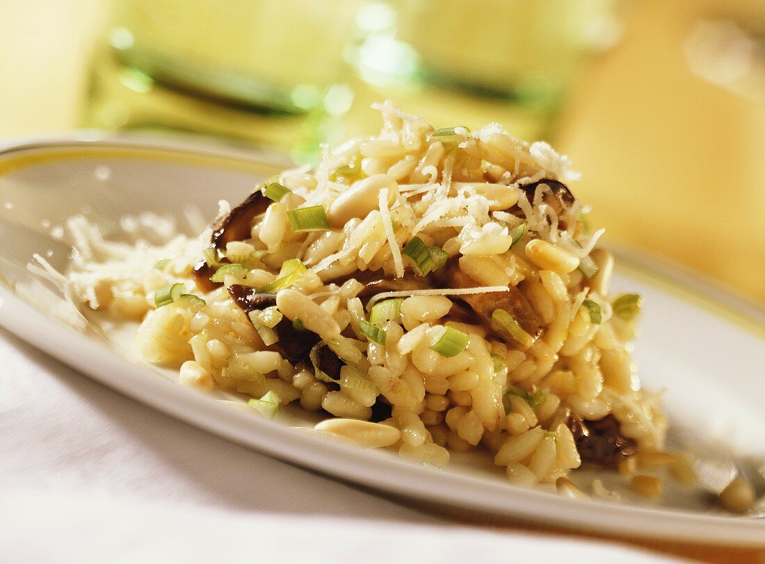 Cep risotto with pine nuts