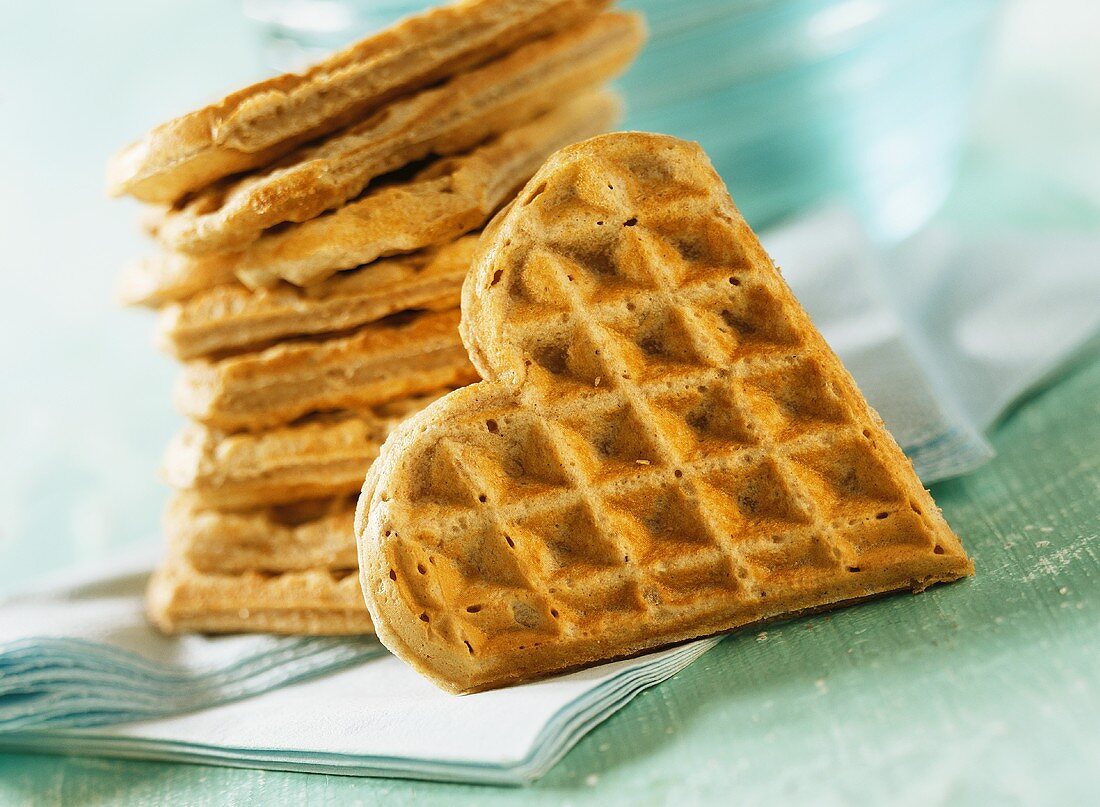 Heart-shaped wholemeal waffles