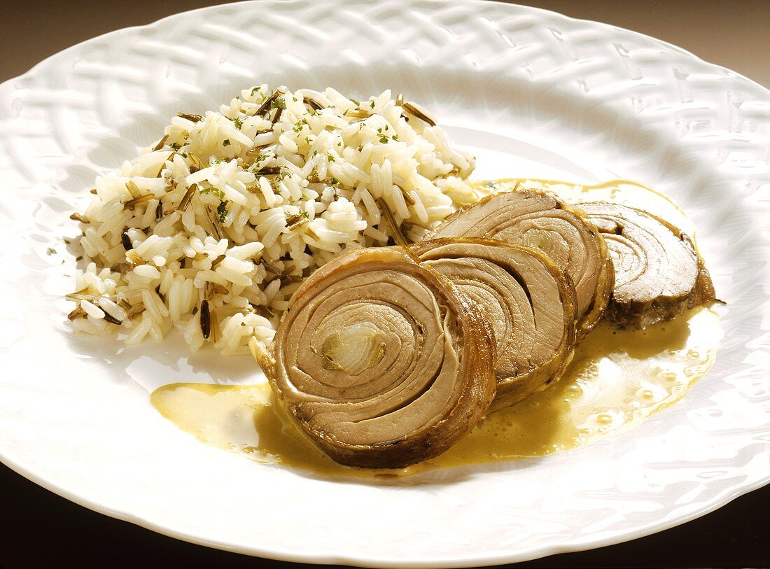 Wild Boar Roulades with Wild Rice