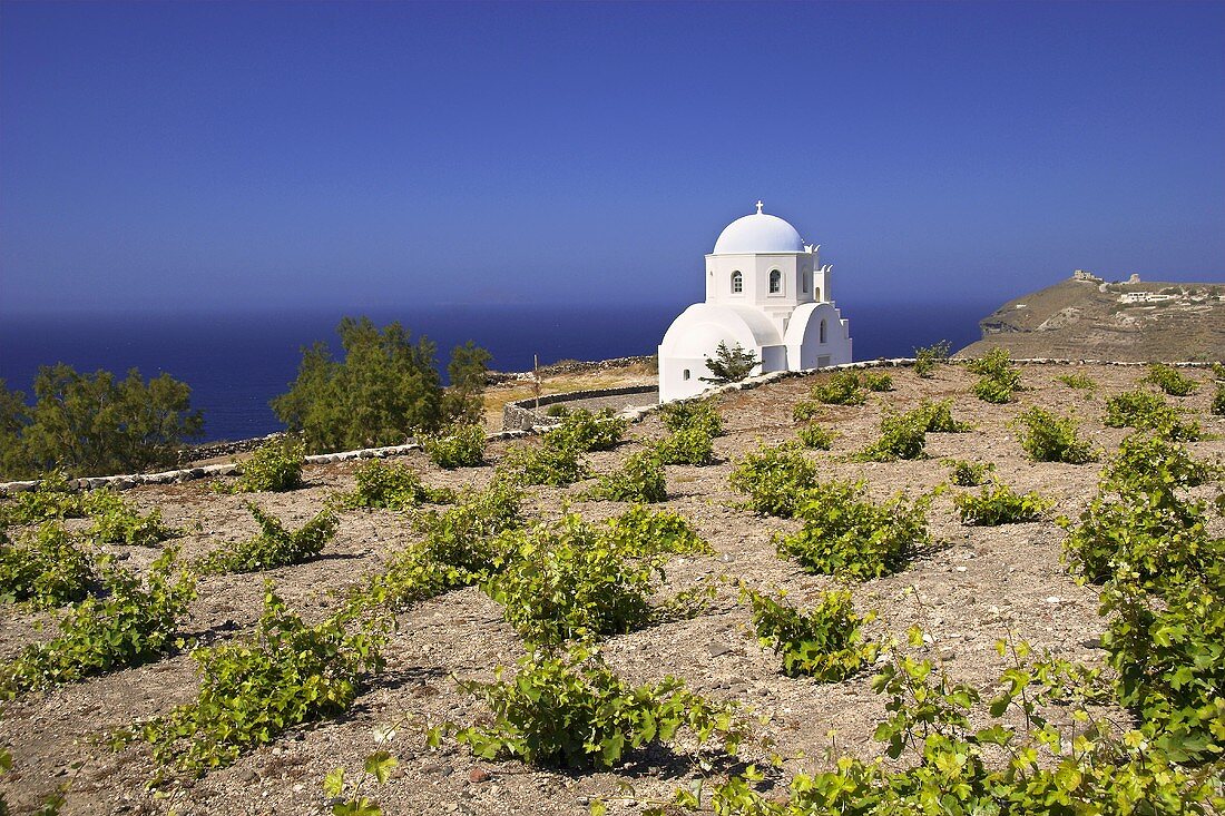 Kirche in der Nähe von Akrotiri, Santorin, Griechenland