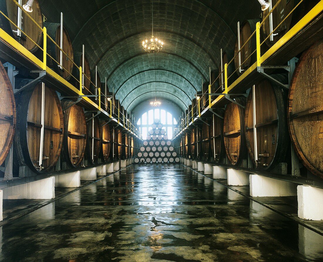 'Cathedral Cellar' at LWV headquarters, Paarl, S. Africa