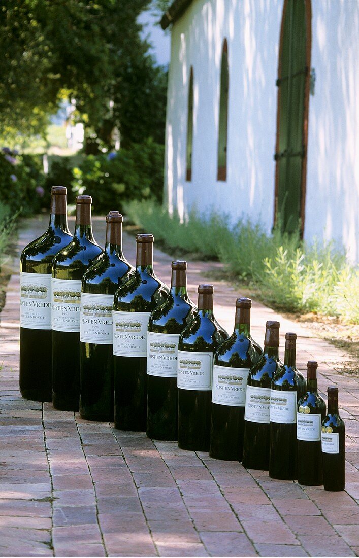 Bottle parade at Rust en Vrede Winery, S. Africa