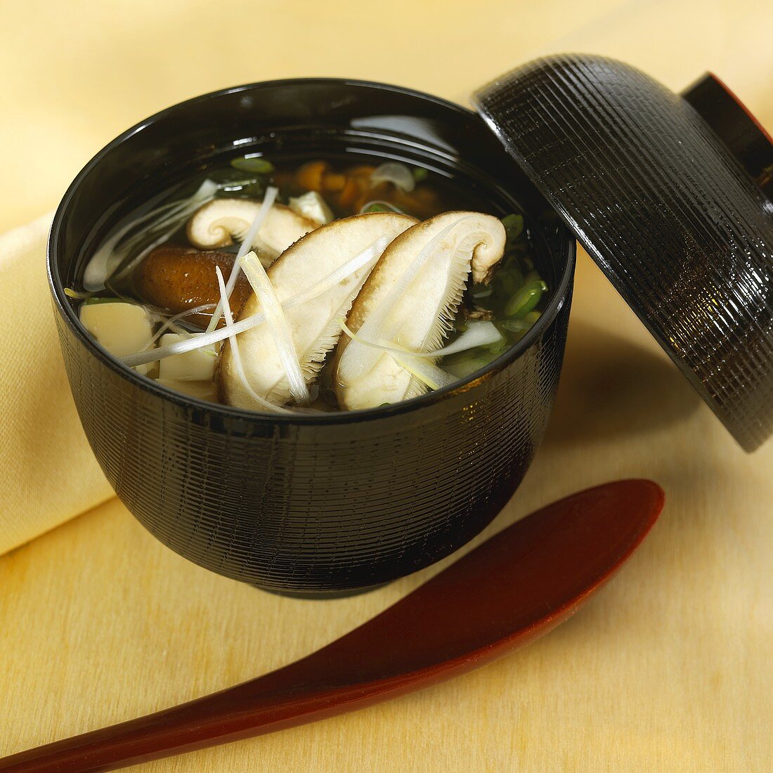 Miso soup with wakame seaweed and silken tofu (Japan)