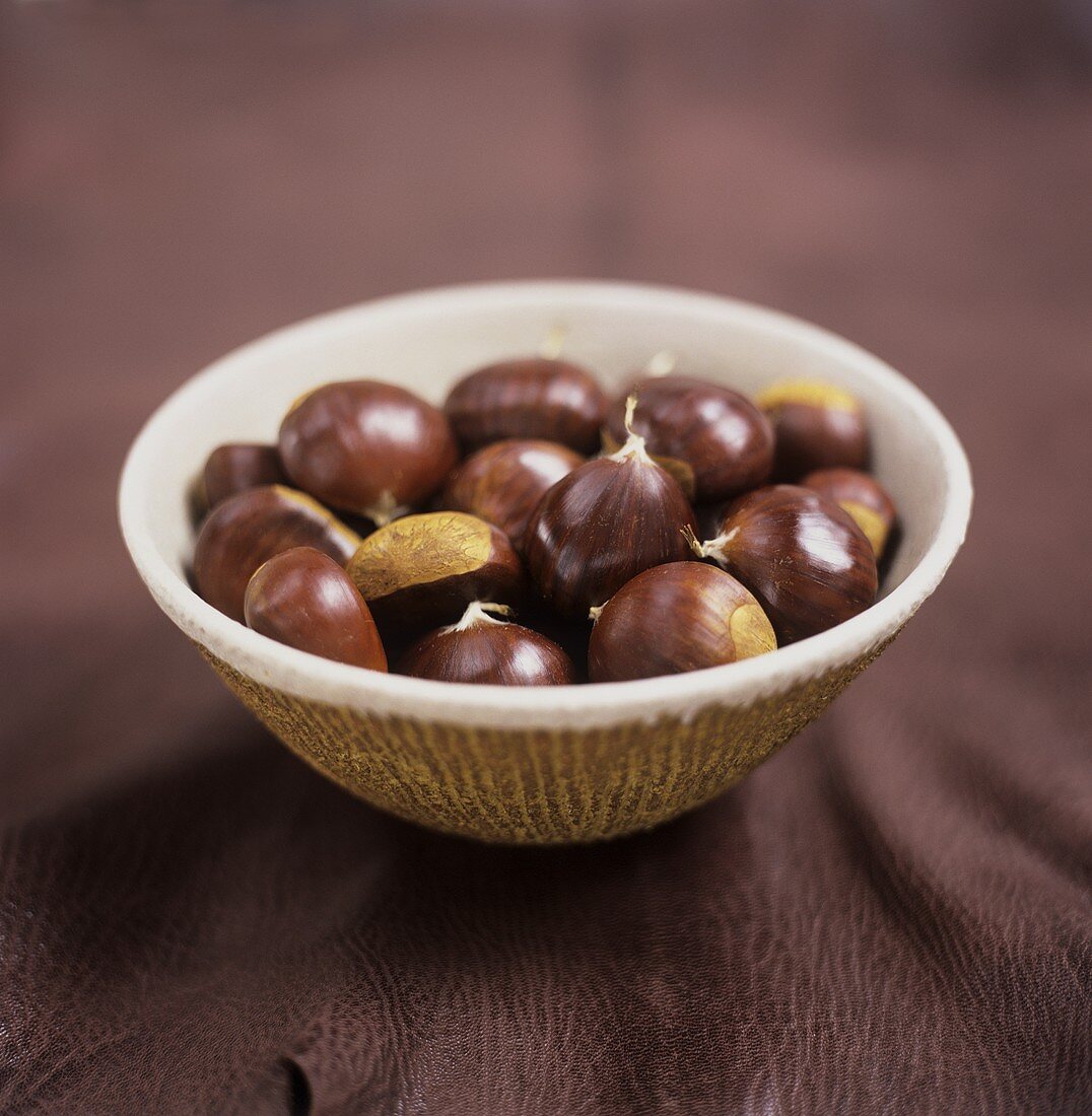 Sweet chestnuts in a bowl