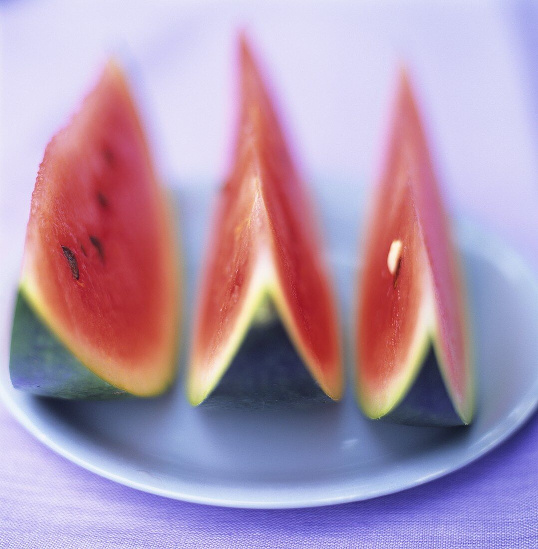 Three wedges of watermelon