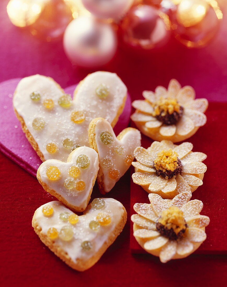 Lemon hearts and orange and poppy seed biscuits
