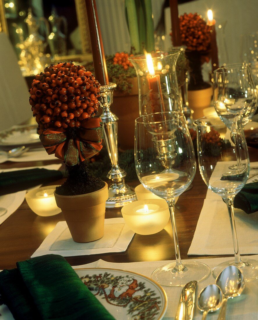 Elegant Christmas Table Setting with Candles