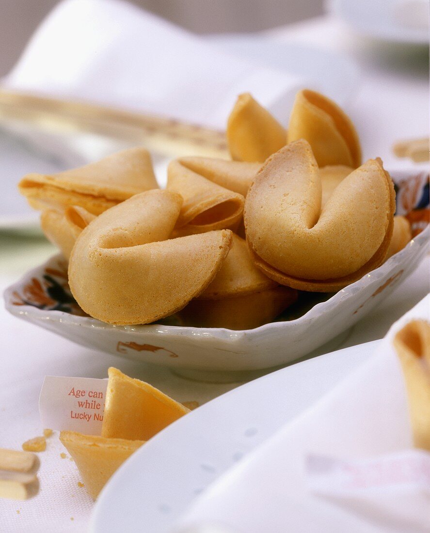 Several Asian fortune cookies
