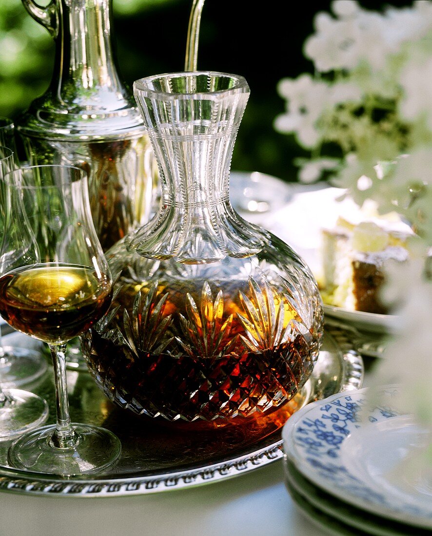 Sherry in a Decanter with Glasses