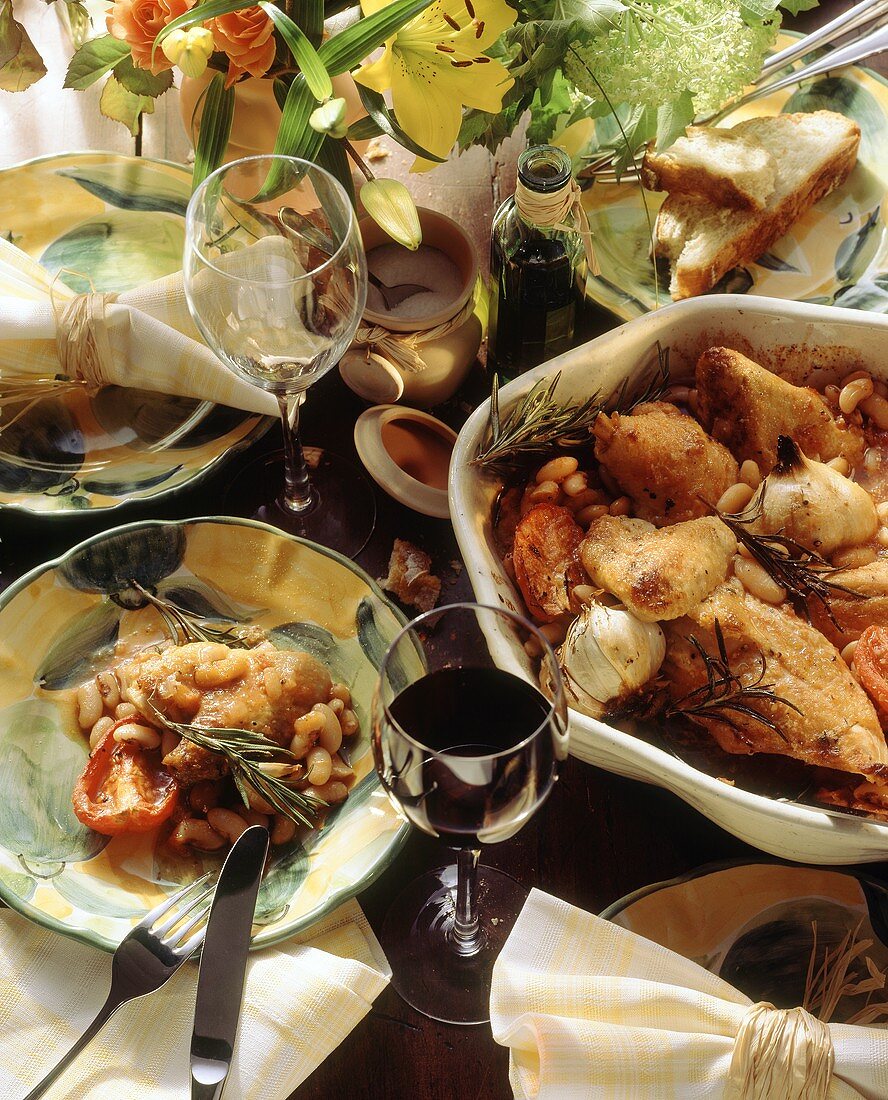Pollo alla contadina (Hühnchen mit Bohnen & Knoblauch)