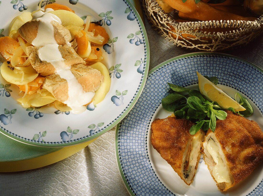 Schweinefilet auf Möhren-Apfelgemüse & Cordon bleu