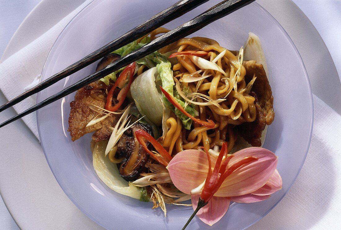 Indian Noodles Topped with Pork