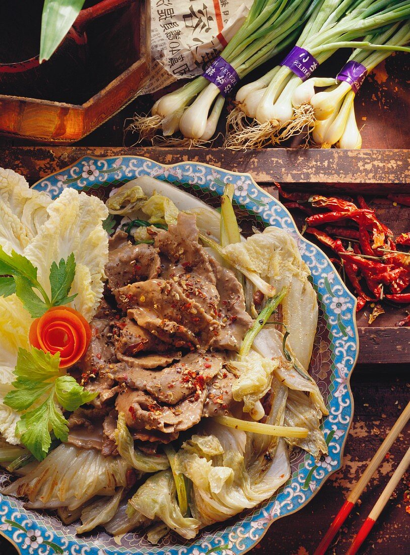 Rindfleisch mit Sichuan-Pfeffer,Chinakohl,Staudensellerie