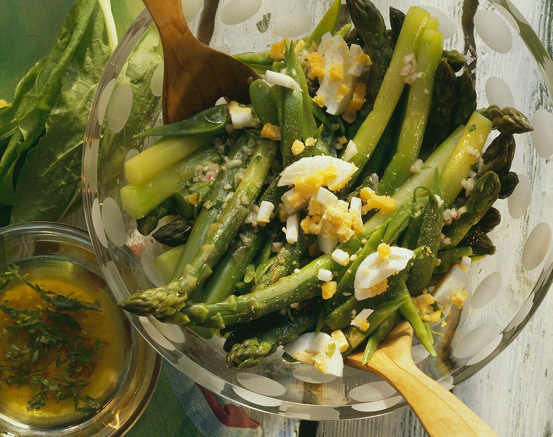 Green Asparagus Salad tossed with Herbed Oil; Chopped Egg