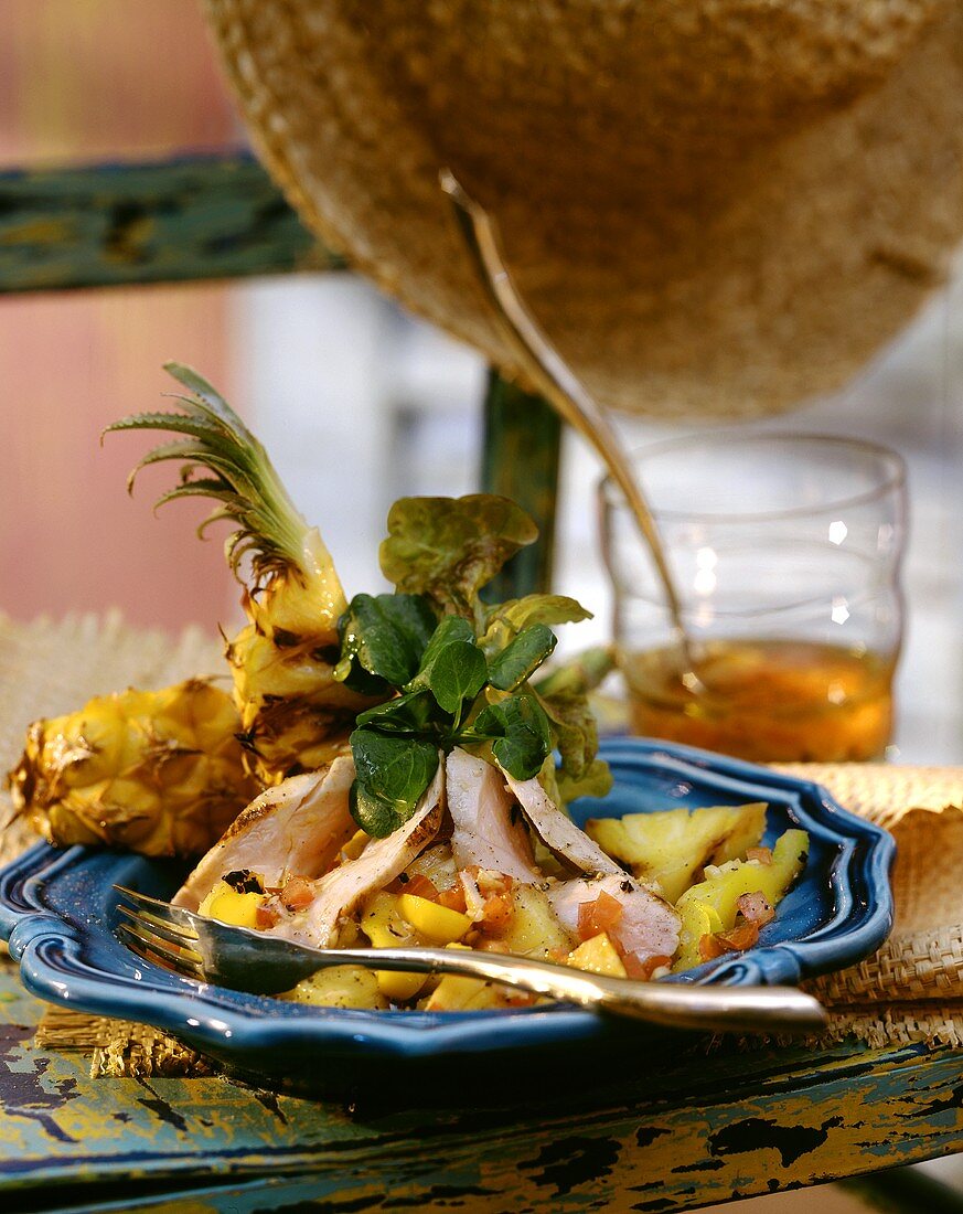 Kreolischer Hähnchensalat mit Ananas