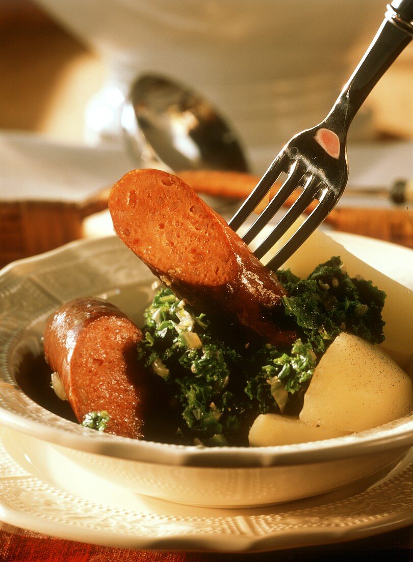 Kale with Frankfurter