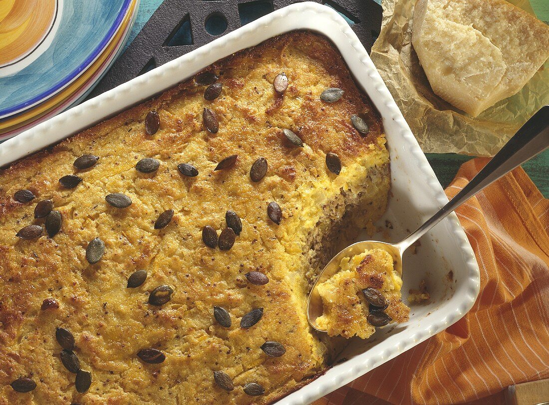 Polenta and pumpkin bake