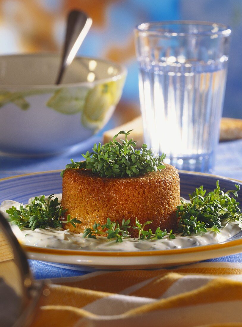 Champignonsouffle mit Kressesauce