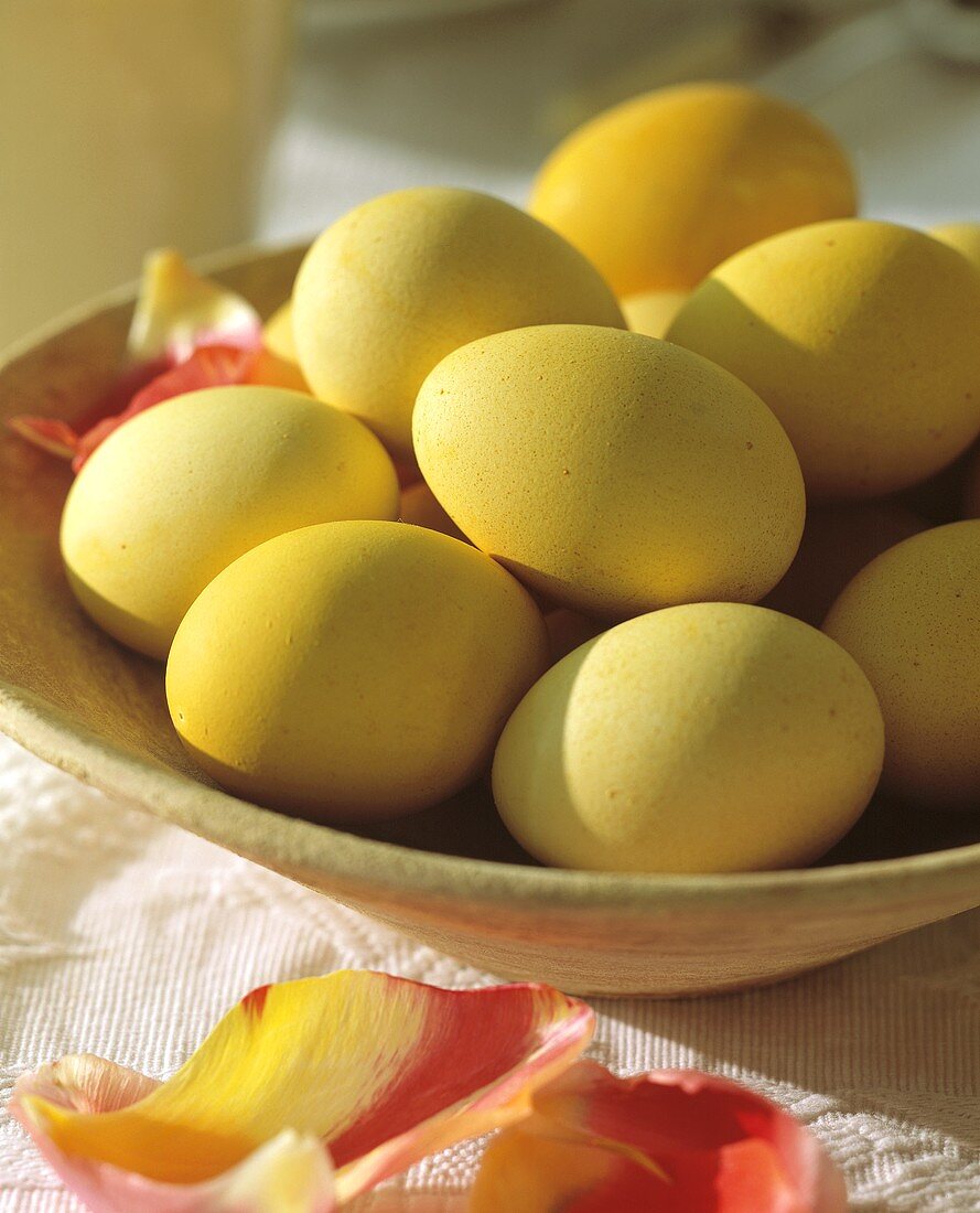 Yellow eggs in a bowl