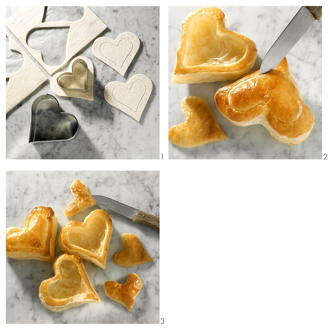 Making puff pastry hearts