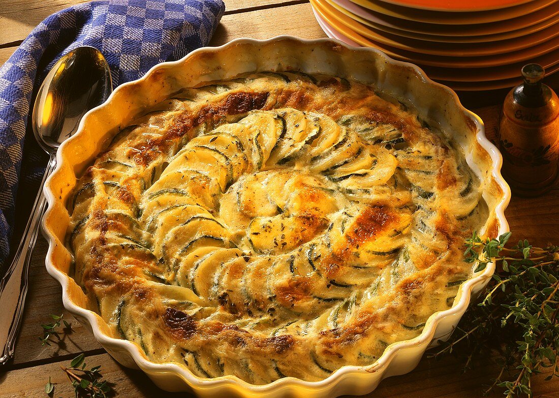 Potato and courgette bake with thyme