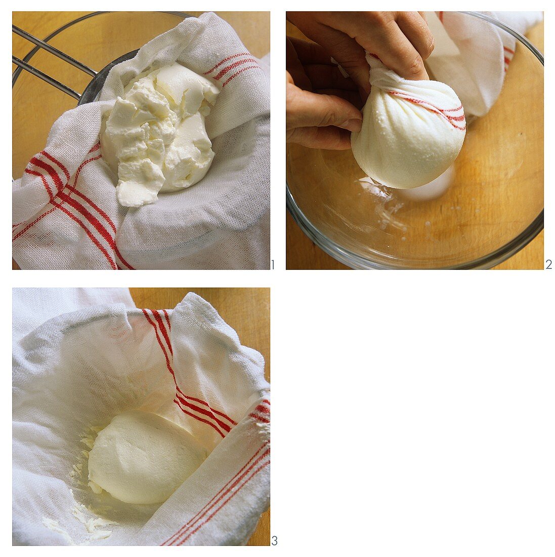 Making quark oil pastry (squeezing out the quark)