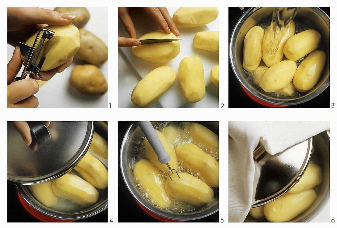 Preparing boiled potatoes