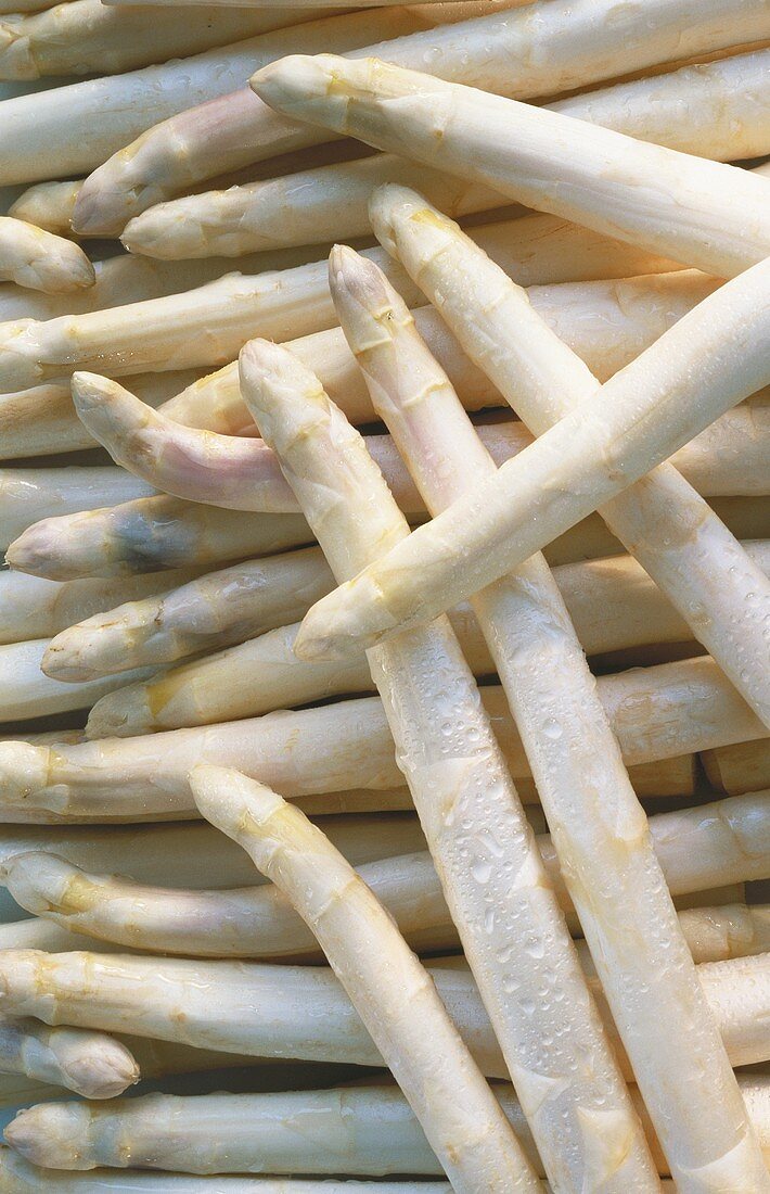 White asparagus with drops of water