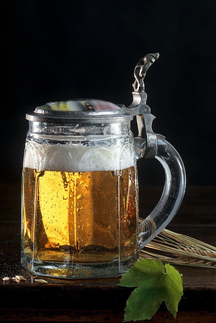 Light beer in Bavarian beer mug