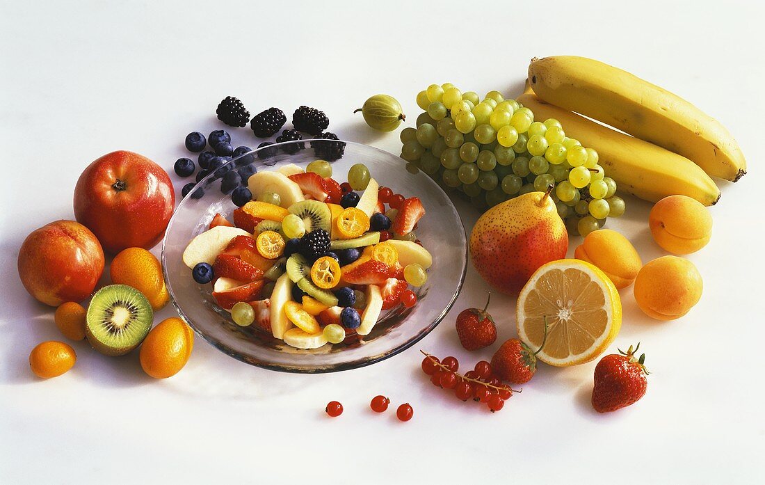 Mixed fruit salad on plate