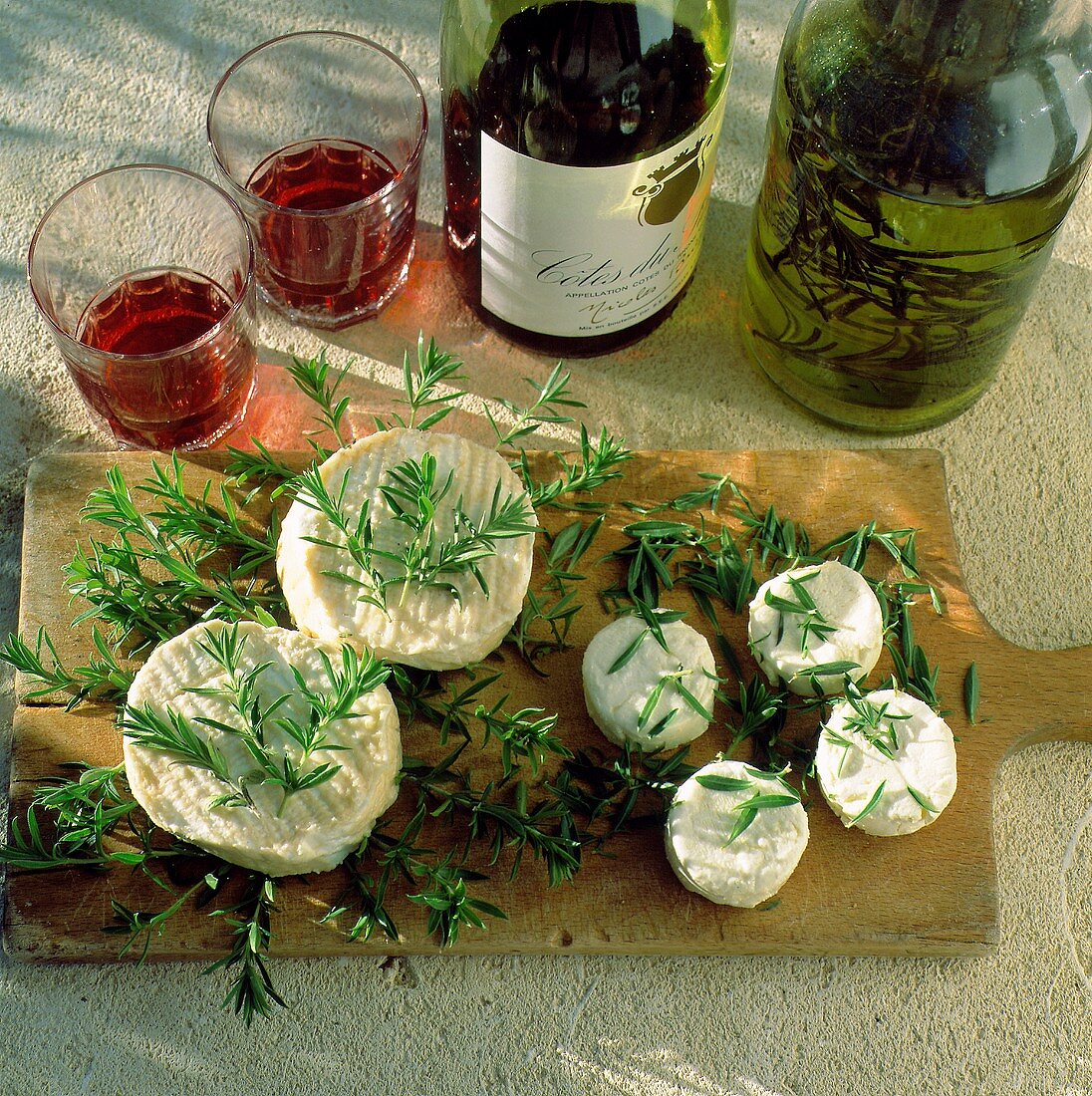 Assorted Soft Cheeses with Red Wine