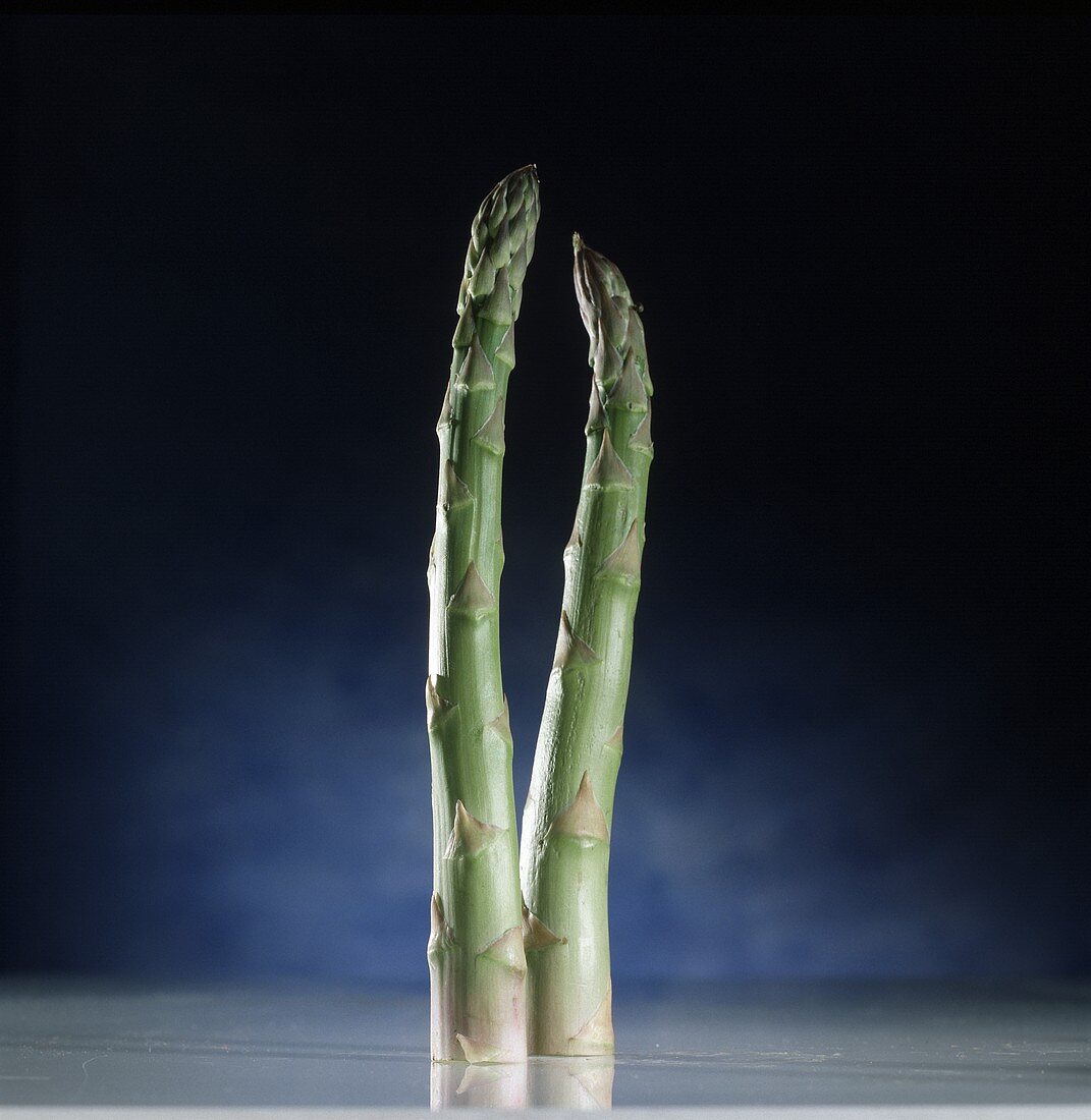 Two green asparagus spears