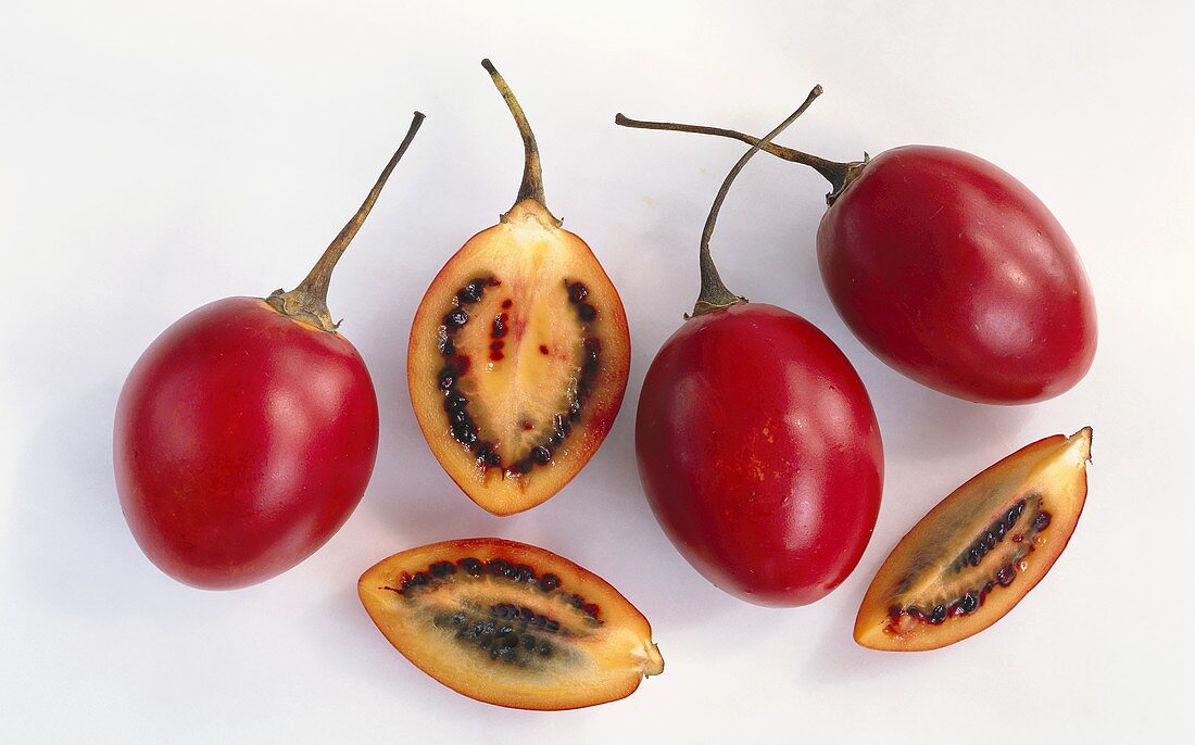 Tamarillos, whole halved and two quarters
