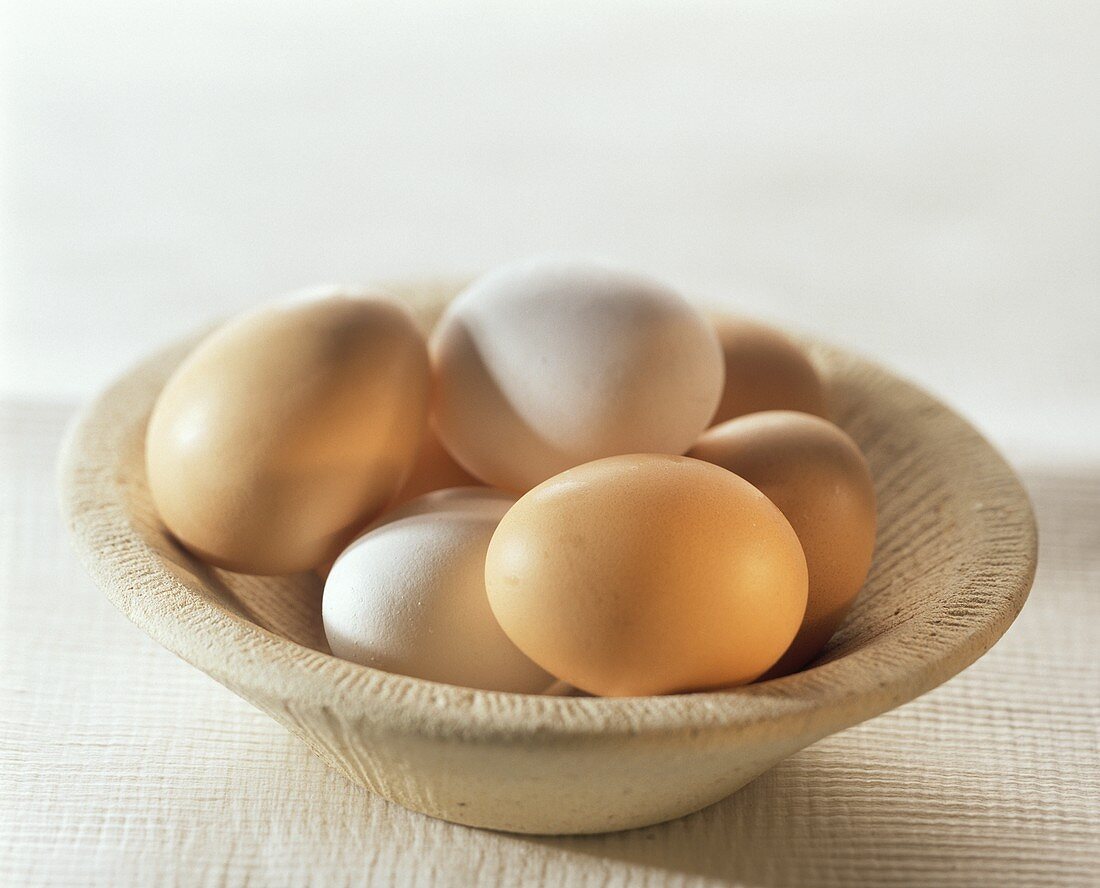 Brown and White Eggs in a Bowl