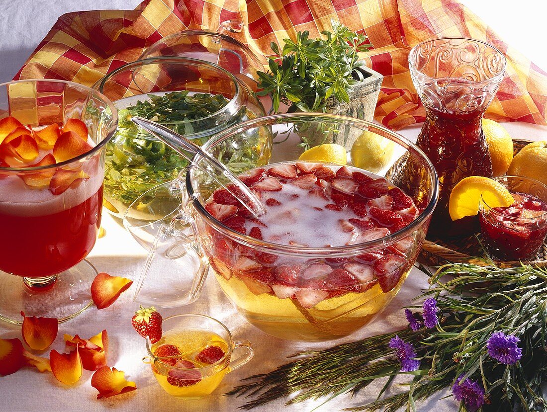 Rose punch, May wine, strawberry punch & sangria