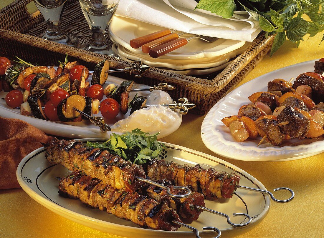 Shrimp & vegetable kebab, doner kebabs, Middle Eastern kebabs