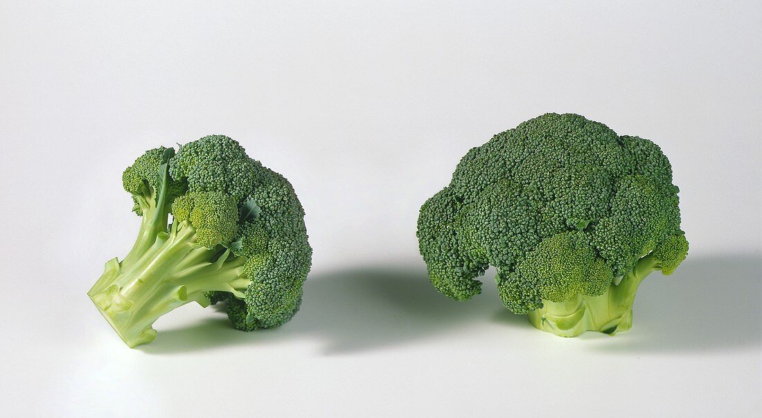 Two heads of broccoli