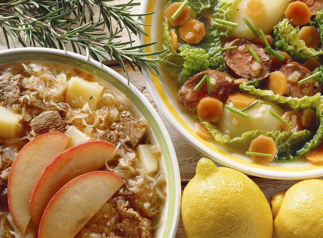 Sauerkraut & apple stew with lamb & savoy and lamb stew