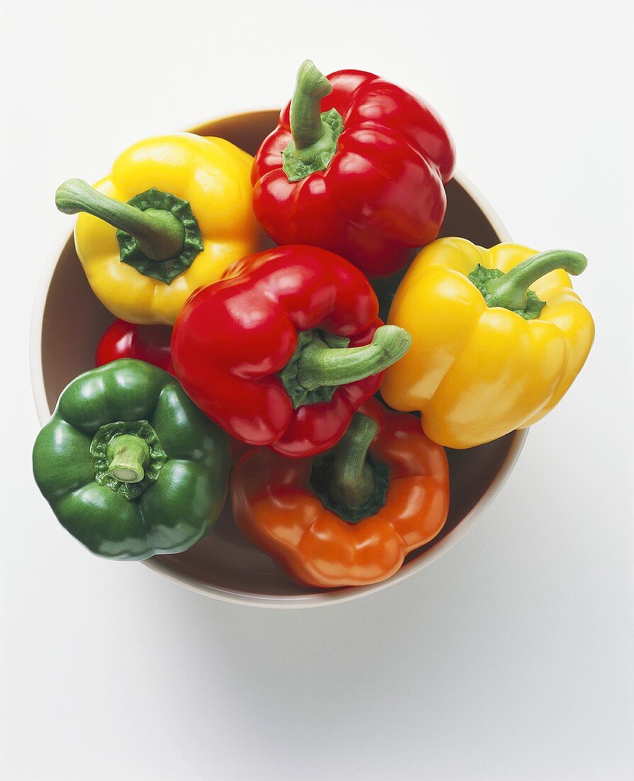 Mixed peppers in a bowl