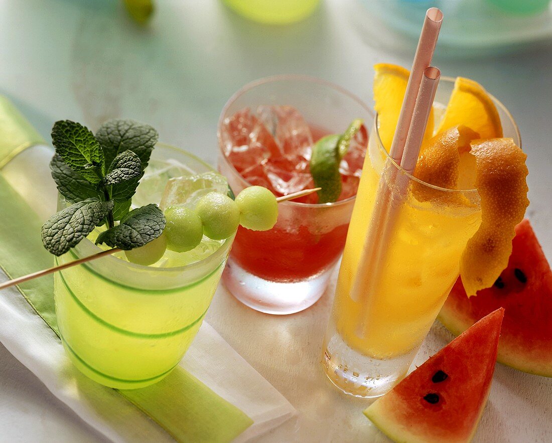 Honigmelonen-Drink, Wassermelonen-Drink & Orangen-Drink