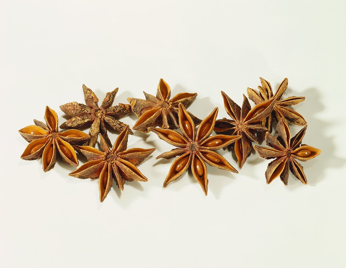 Star anise on white background