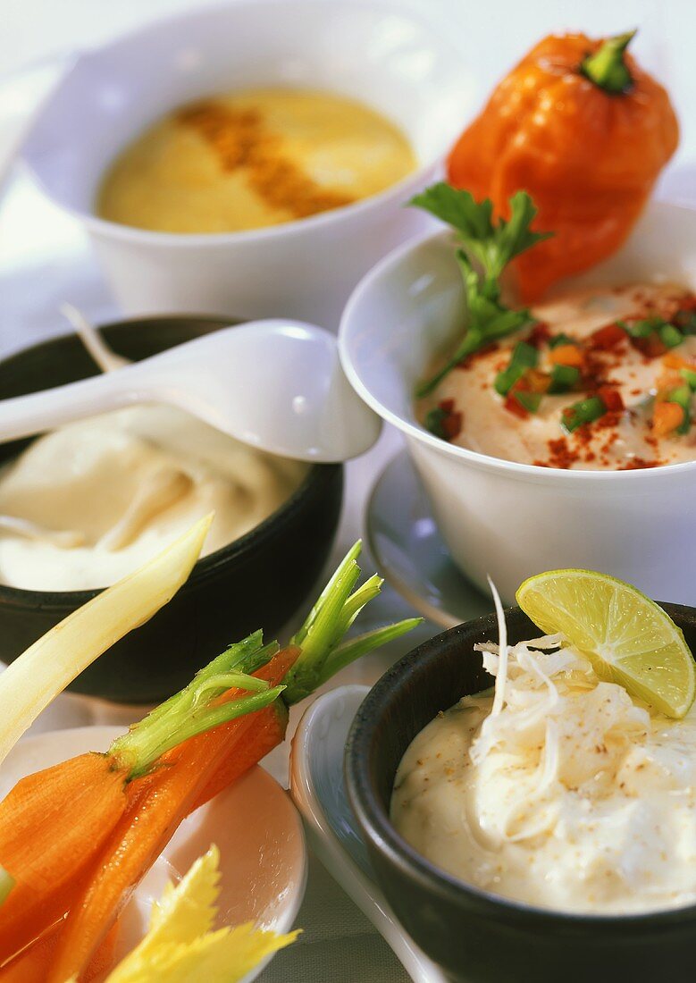 Carrots with various dips