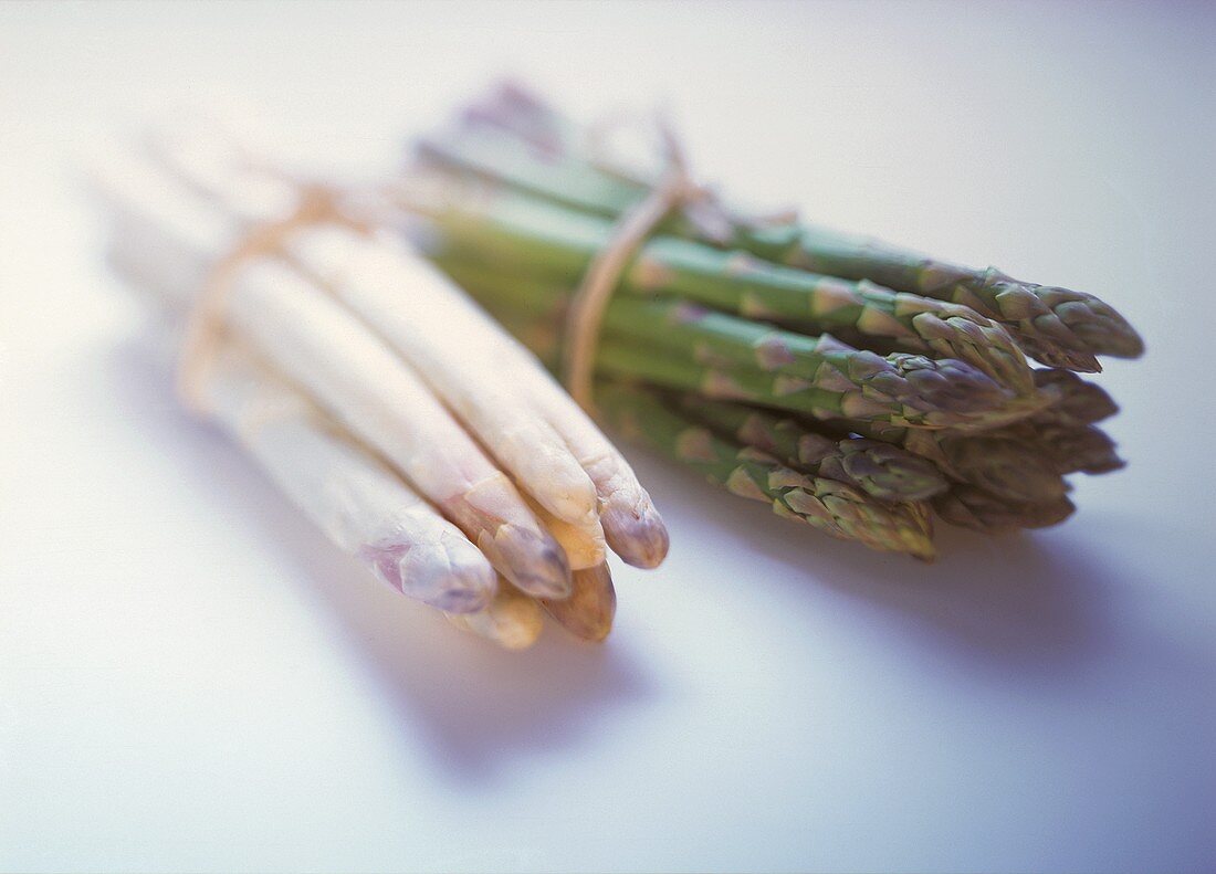 A Bunch of Green and A Bunch of White Asparagus