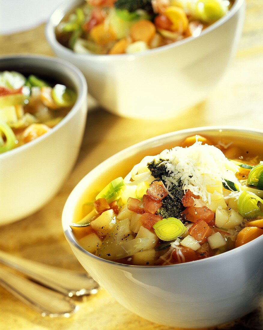 Minestrone (vegetable soup with Parmesan), Tuscany, Italy