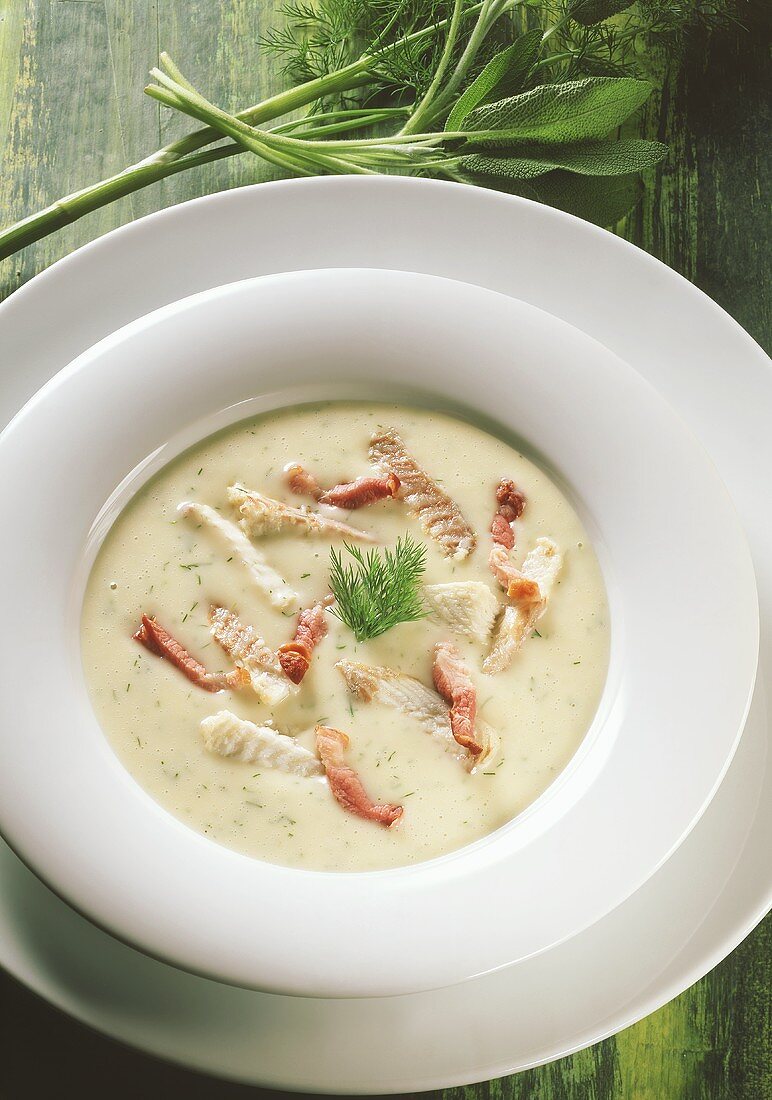 Brandenburg eel soup with bacon and dill